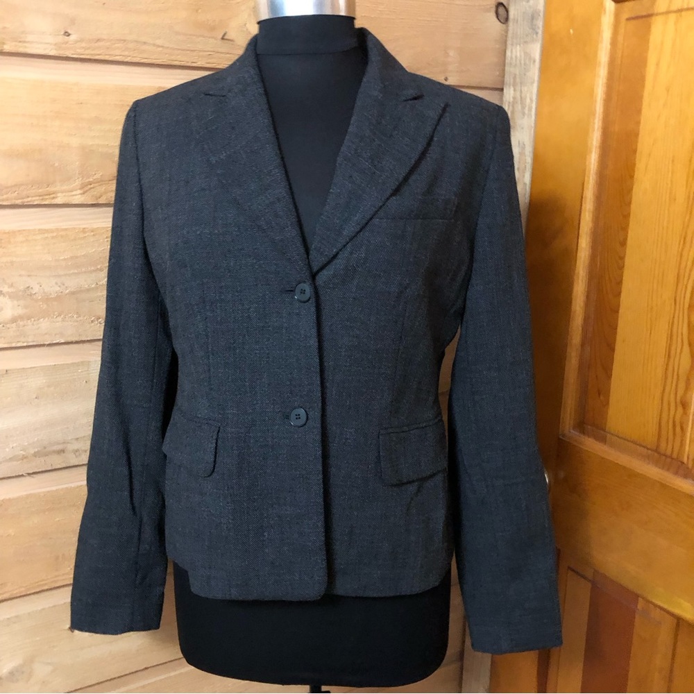 Wool 2 button blazer charcoal Ann Taylor Loft size 8 made in USA